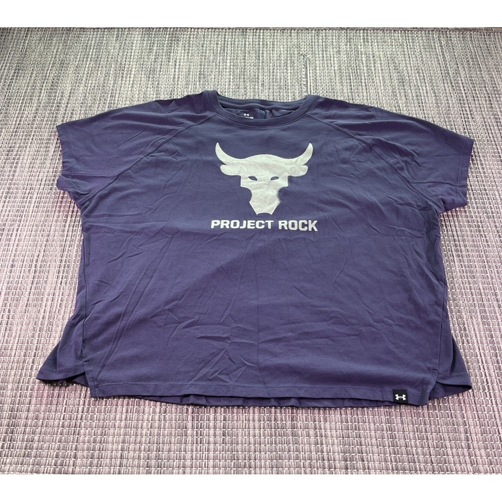 Under Armour Project Rock Women Gray Brahma Bull Graphic Training T-Shirt Medium